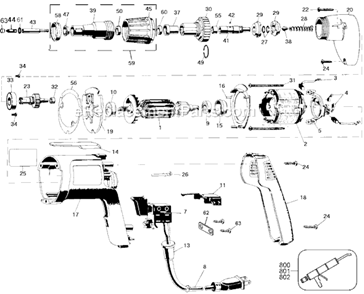 Page A Diagram and Parts List for 2660W Type 100 Black and Decker Electric Drill